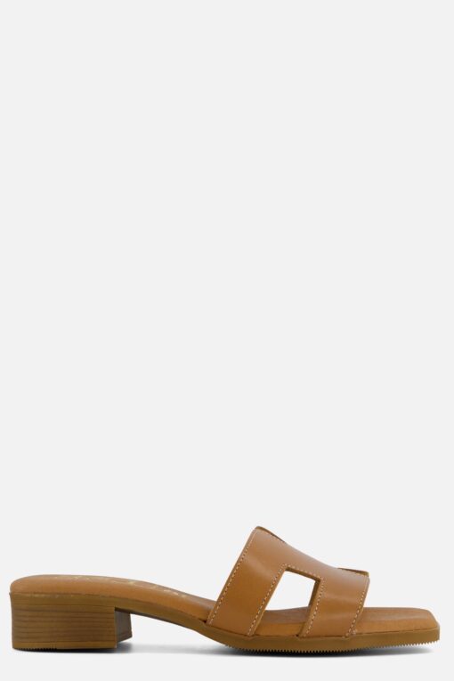 Oh My Sandals Slippers cognac Leer