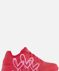 Skechers Uno Dripping Heart rood Synthetisch