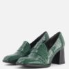 Tamaris Trotteur Pumps groen Textiel