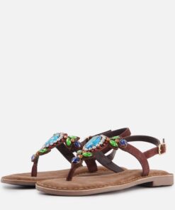 Lazamani Sandalen bruin Leer