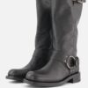 Ann Rocks Hoge Biker boots zwart Leer