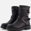 Cellini Plooi Biker boots zwart Leer