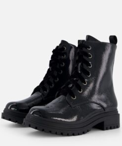 Supercracks Veterboots zwart Lak