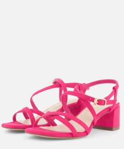 Tamaris Sandalen met hak roze Textiel