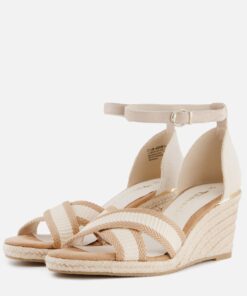 Tamaris Sandalen met sleehak beige Textiel