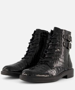 Feyn Brooke Veterboots zwart Lak