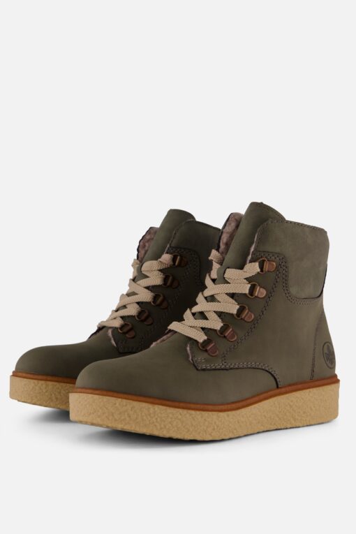 Rieker Veterboots groen Suede