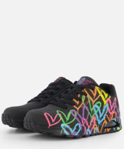 Skechers Uno Highlight Love Sneakers zwart