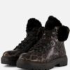 Tamaris Leopard Veterboots zwart Textiel