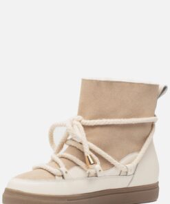 Ann Rocks Enkellaarsjes bont beige Suede