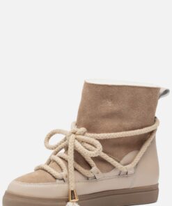 Ann Rocks Enkellaarsjes bont taupe Suede