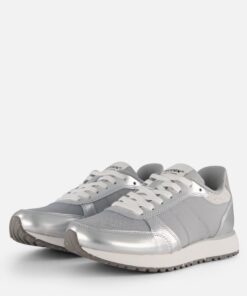 Woden Ronja Metallic Sneakers zilver Leer