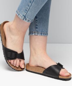 Birkenstock Madrid Slippers zwart Synthetisch