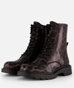 Tamaris Leopard Veterboots zwart Textiel