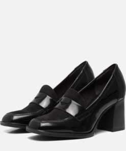 Tamaris Trotteur Pumps zwart Textiel