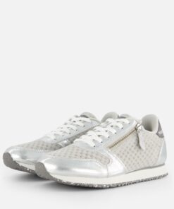 Woden Sneakers grijs Textiel