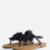 Lazamani Sandalen Flower zwart Leer