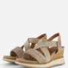 Tamaris Sandalen met sleehak taupe Leer