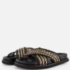 Cellini Raffia Slippers zwart Textiel