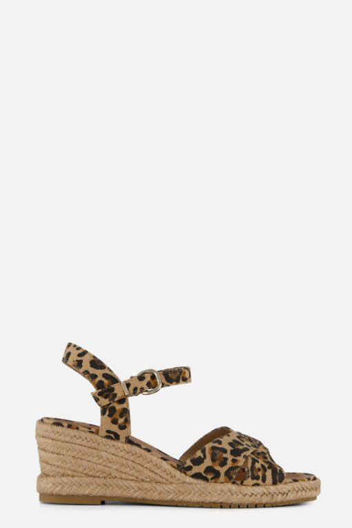 Tamaris Leopard Espadrilles met hak bruin Textiel