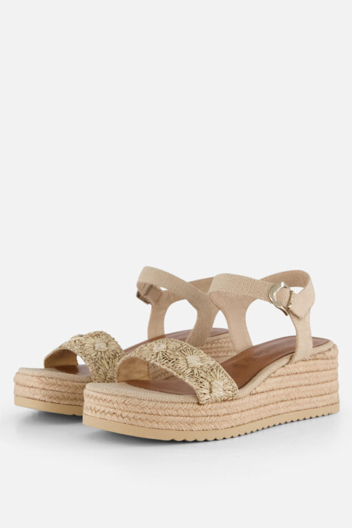 Tamaris Raffia Sandalen beige Textiel