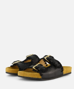 Aqa Slippers zwart Textiel