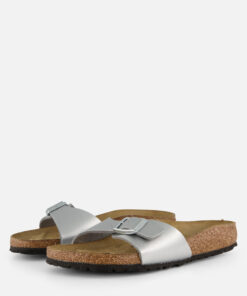 Birkenstock Madrid Slippers zilver Imitatieleer