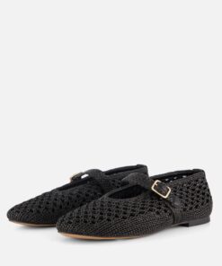 Cellini Ballerina's zwart Raffia