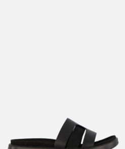 Ecco Flowt Slippers zwart Leer