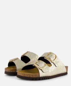 Scholl Noelle Raffia Slippers goud Leer