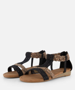 Supercracks Sandalen zwart Textiel