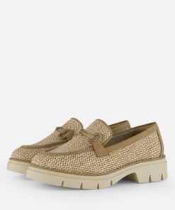 Tamaris Buckle Instappers taupe Textiel