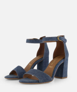 Tamaris Denim Sandalen met hak blauw Textiel