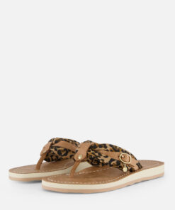 Tamaris Leopard Slippers bruin Textiel