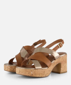 Tamaris Sandalen met hak cognac Synthetisch