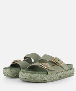 Tamaris Slippers groen Leer