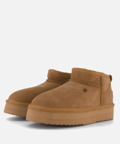 Warmbat Durack Plateau Enkellaarsjes cognac