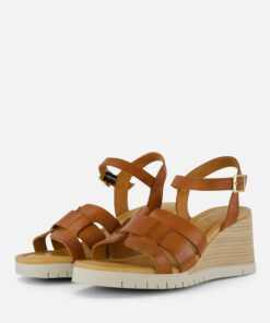 Aqa Sandalen met sleehak cognac Leer