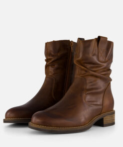Cellini Plooi Enkellaarsjes cognac Leer