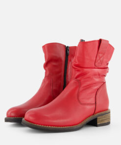 Cellini Plooi Enkellaarsjes rood Leer