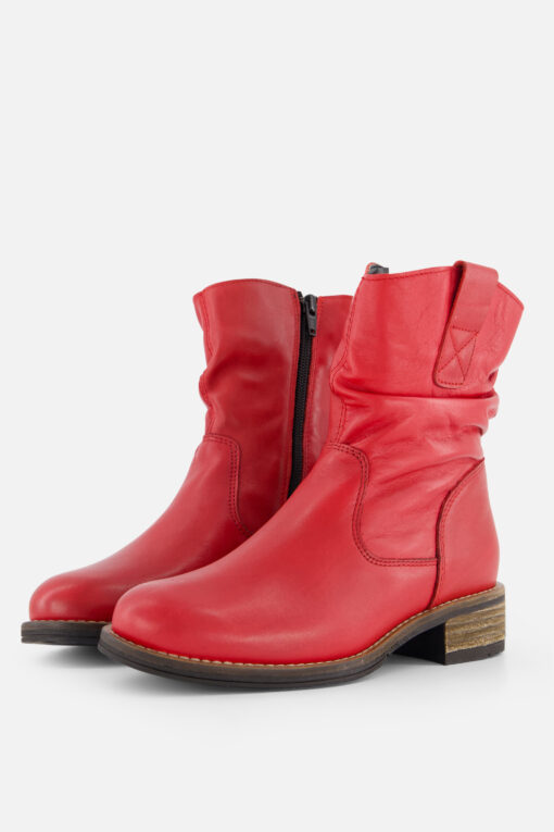 Cellini Plooi Enkellaarsjes rood Leer