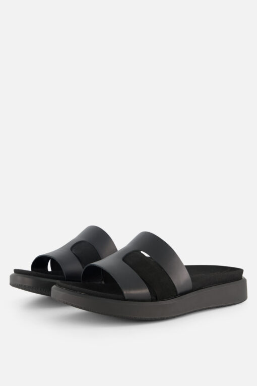 Ecco Flowt Slippers zwart Leer