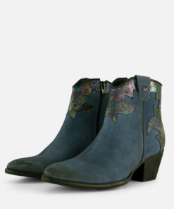 Lazamani Cowboylaarzen blauw Leer