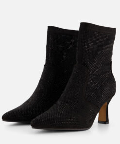POSH by Poelman Glitter Enkellaarsjes zwart