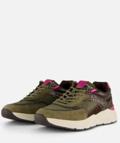 Tamaris Leopard Sneakers groen Textiel