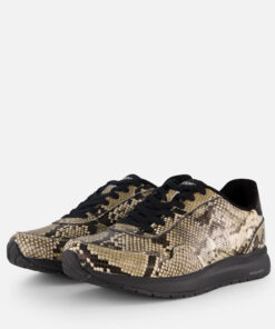 Woden Nora Natural Soft Snake Sneakers zwart