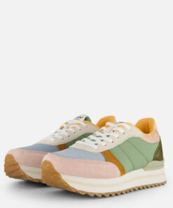 Woden Ronja Plateau Sneakers groen Leer