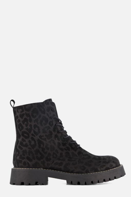 Cellini Leopard Veterboots zwart Suede