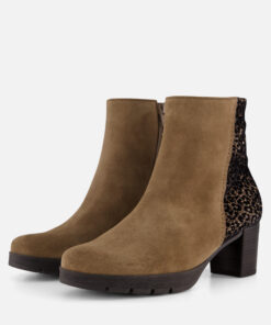 Gabor Leopard Enkellaarsjes cognac Suede