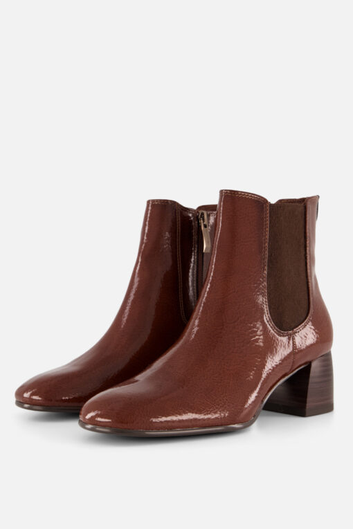 Tamaris Essentials Enkellaarsjes cognac Lak